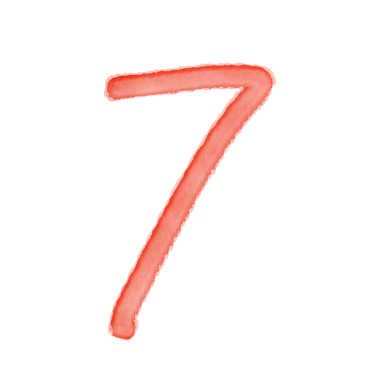 Red Number Sever Watercolor Template On Transparent Background