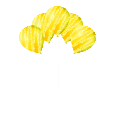 Hand painted yellow balloons with smooth textures