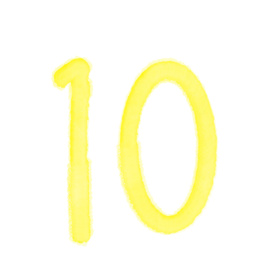 Yellow Number Ten Watercolor Template On Transparent Background  