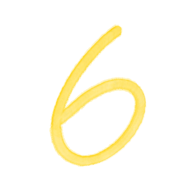 Yellow Number Six Watercolor Template On Transparent Background  