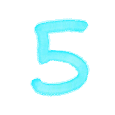 Cyan Number Five Watercolor Template On Transparent Background  