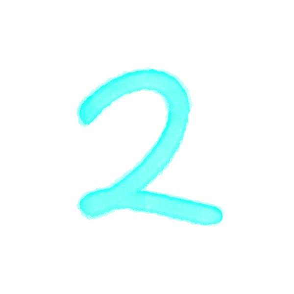 Cyan Number Two Watercolor Template On Transparent Background  