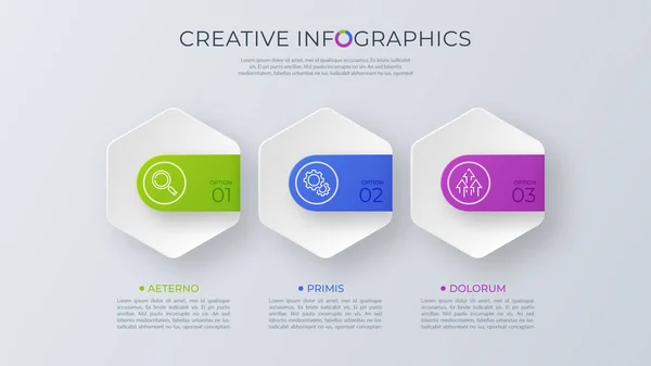 Kortárs minimalista vektor infographic tervez-val három választ — Stock Vector