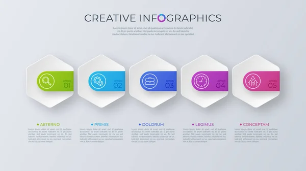 Design infografico vettoriale minimalista contemporaneo con cinque opti — Vettoriale Stock