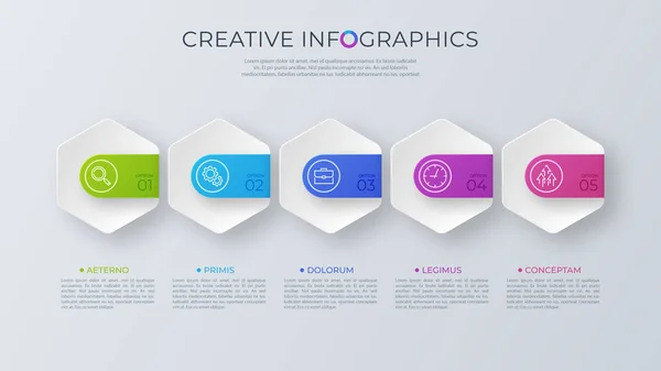 Zeitgenössisches minimalistisches Vektorinformationsdesign mit fünf Opti — Stockvektor