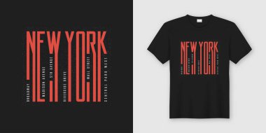 New York sokakları şık tişört ve Konfeksiyon tasarım, tipografi,