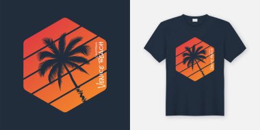 California Venice Beach t-shirt ve Konfeksiyon tasarım, tipografi, 