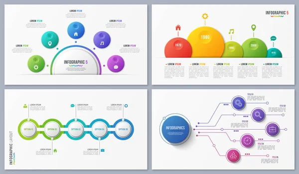 Set van hedendaagse infographic ontwerpen, concepten, templates wit — Stockvector