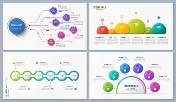 Dizi çağdaş Infographic Tasarımlar, kavramlar, şablonları altı — Stok Vektör