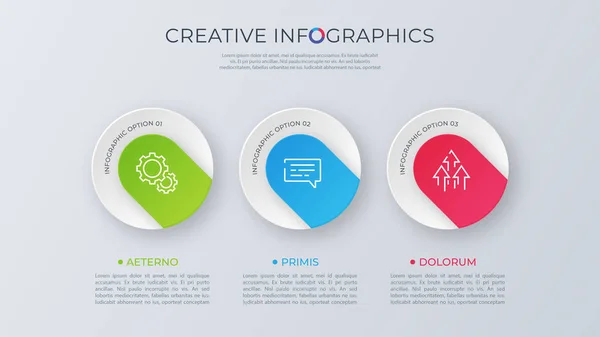 Zeitgenössisches minimalistisches Vektor-Infografik-Design mit drei Optionen — Stockvektor