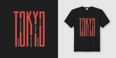Tokyo şehir şık tişört ve Konfeksiyon tasarım, tipografi, yazdırma