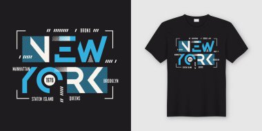New York geometrik soyut tarzı t-shirt ve Konfeksiyon tasarım, ty