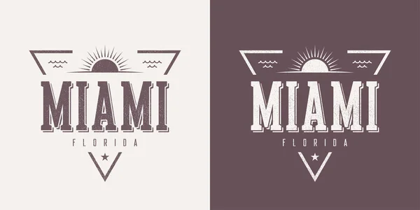 Miami Florida texturé vintage vecteur t-shirt et design de vêtements — Image vectorielle