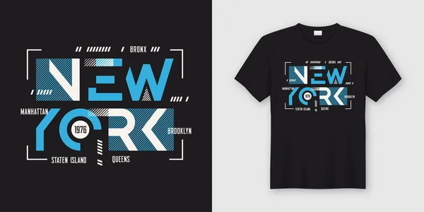 New York estilo geométrico abstrato t-shirt e vestuário design, ty —  Vetores de Stock