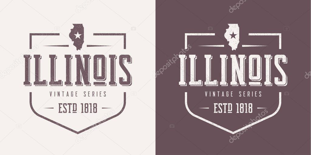 Illinois state textured vintage vector t-shirt and apparel desig