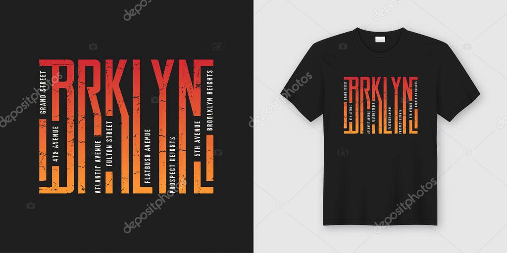 Brooklyn stylish t-shirt and apparel design, typography, print, 