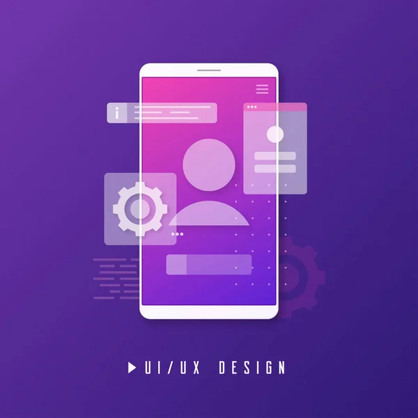 モバイル ui ux デザイン、アプリ開発のコンセプト. — ストックベクタ