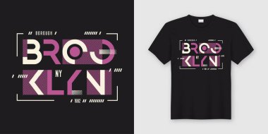 Brooklyn New York geometrik soyut stil t-shirt ve Konfeksiyon d