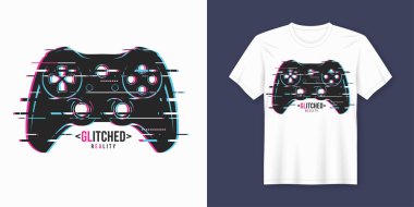 Şık tişört ve Konfeksiyon modaya uygun bir tasarım glitchy gamepad ile, 