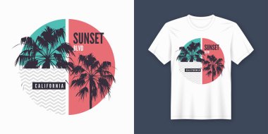 Sunset Blvd California t-shirt ve Konfeksiyon modaya uygun bir tasarım PA