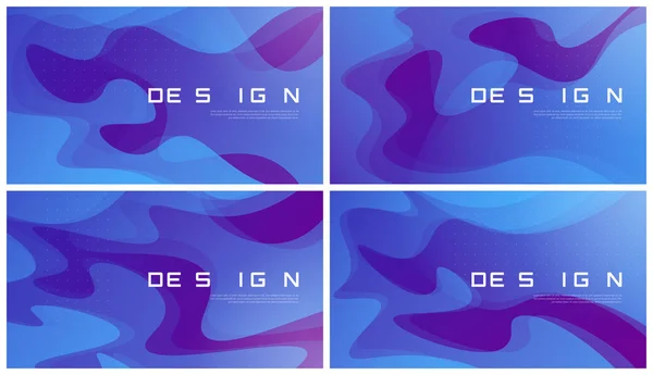 Conjunto de diseños geométricos de gradiente abstracto, coloridos mínimos ondulados — Vector de stock