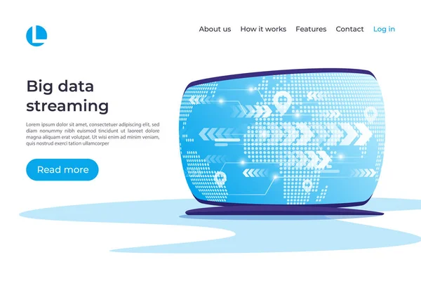 Transmisión de big data, concepto de vector de coonnections global. Desembarco — Vector de stock