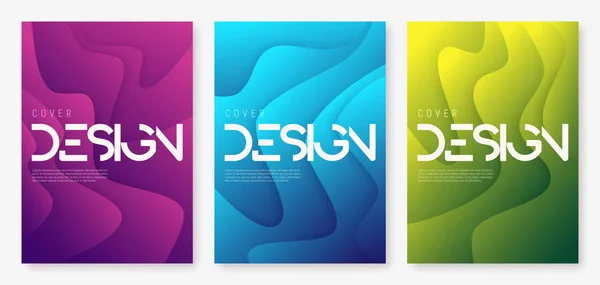 Abstract gradient geometric wavy cover designs, brochure templat — Stock Vector