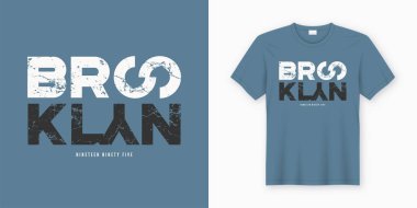 Brooklyn şık tişört ve Konfeksiyon tasarım. Vektör yazdırma, tipografi, poster. Küresel renk örnekleri.