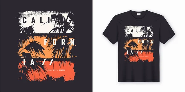 California Ocean côté élégant t-shirt et vêtements design à la mode — Image vectorielle