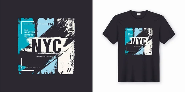 Stylové tričko New York City a oděvů abstraktní design — Stockový vektor