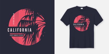 California Santa Monica t-shirt tasarım palmiye ağacı ile