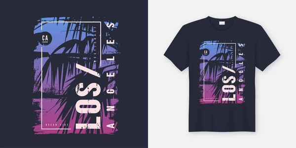 Los Angeles Californie design vectoriel graphique tee avec palmier — Image vectorielle