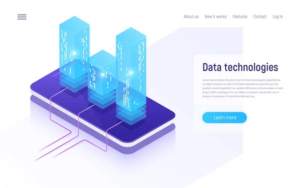 Tecnologias da informação digital, redes, processamento de dados, c —  Vetores de Stock