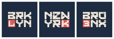 Brooklyn Bronx New York t-shirt ve Konfeksiyon grunge tarzı vektör 