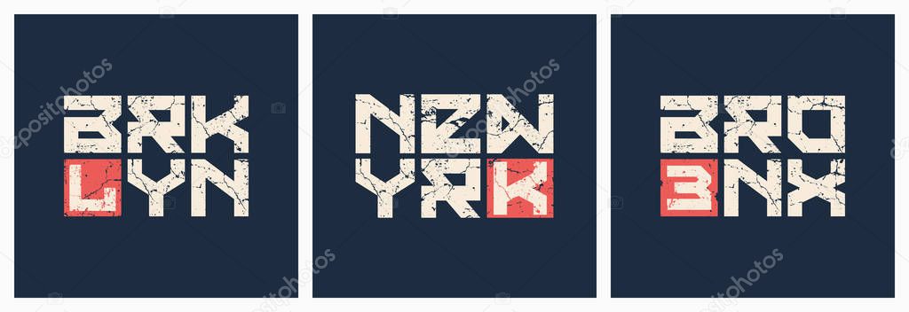 Brooklyn Bronx New York t-shirt and apparel grunge style vector 