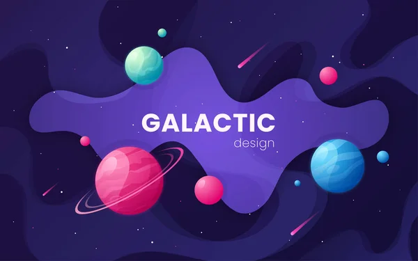 Dibujos Animados Galaxia Futurista Espacio Exterior Fondo Diseño Obras Arte — Vector de stock