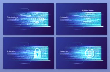 Data transmission, programming and coding, web security, digital money concepts. Vector illustration clipart svg vector 