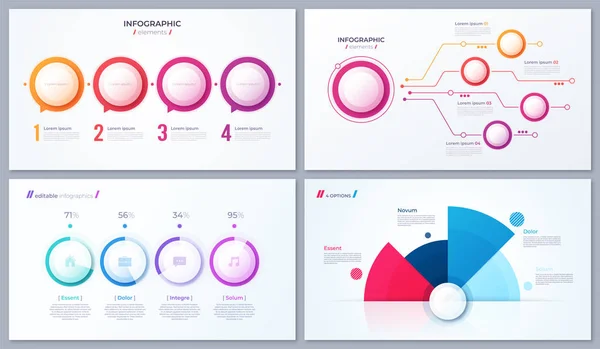 Satz von Vektor 4 Optionen Infografik-Designs, Vorlagen für Web, — Stockvektor