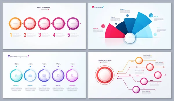 Conjunto de vetores 5 opções de desenhos infográficos, modelos para web , —  Vetores de Stock