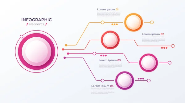 Vector 4 opties infographic design, structuur grafiek, presentati — Stockvector