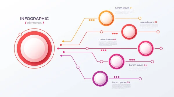 Vektör 5 seçeneği Infographic tasarım, yapı grafik, presentati — Stok Vektör