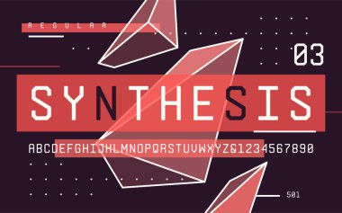 Teknoloji düzenli san serif büyük harfler ve sayılar, alph