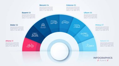 Vector circle chart design, modern template for creating infographics, presentations, reports, visualizations clipart