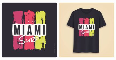Miami sörf. Grafik tee gömlek tasarım, grunge Yazdır tarz..