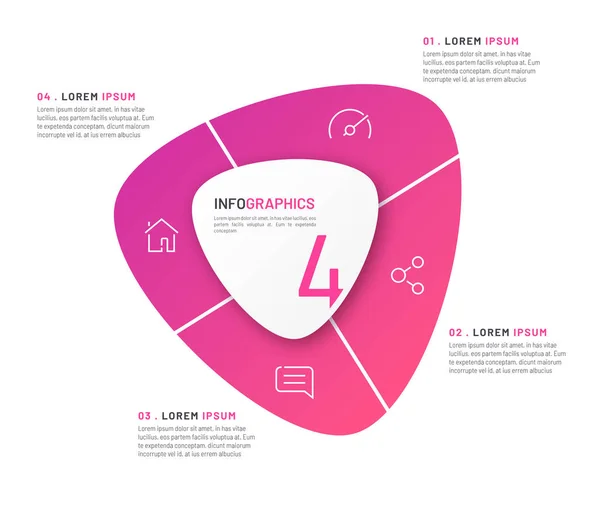 Vector circular infographic template in the form of abstract shape divided by four parts — Stock Vector