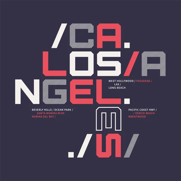 Los Angeles California konusunda grafik t-shirt geometrik tasarım. — Stok Vektör