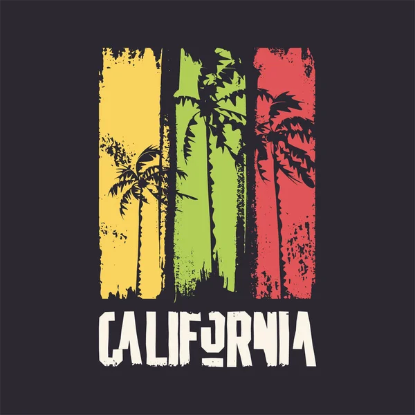 T-shirt grafica di design sul tema della California. Illustrazione vettoriale — Vettoriale Stock