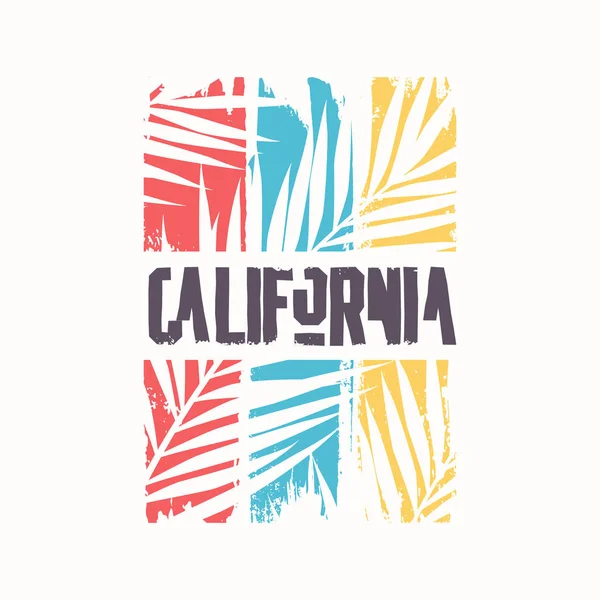 Grafik-T-Shirt-Design zum Thema Kalifornien. Vektorillustration — Stockvektor