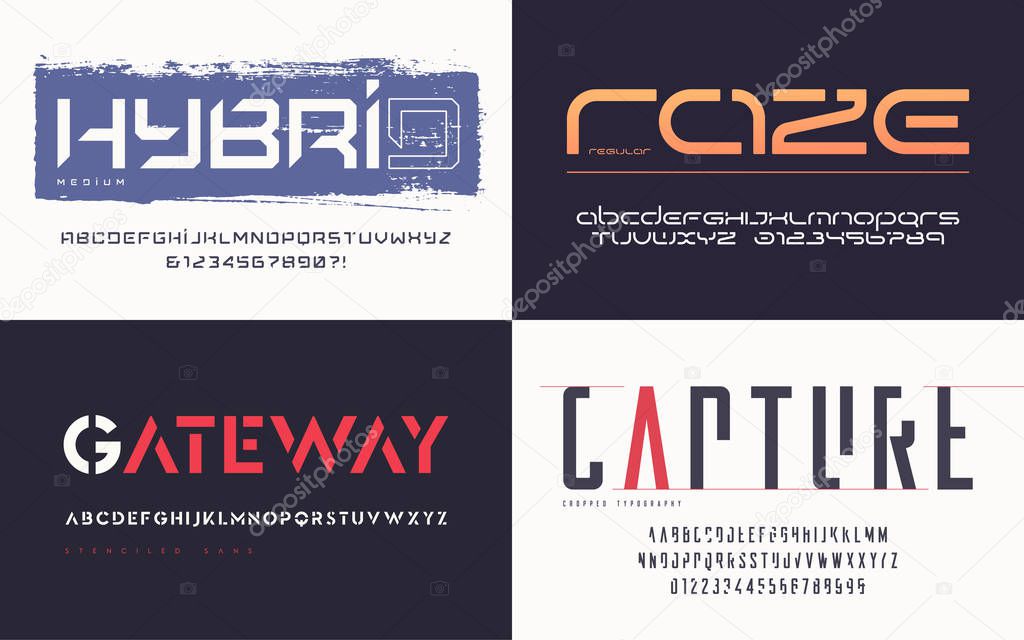 Collection of various trendy vector fonts, typefaces, alphabets