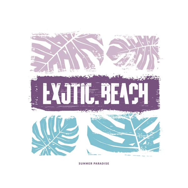 Diseño de camiseta gráfica de playa exótica. Ilustración vectorial — Vector de stock